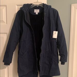 Old Navy Navy Blue Hooded Jacket with removable faux fur lining. Size XS.  NWT